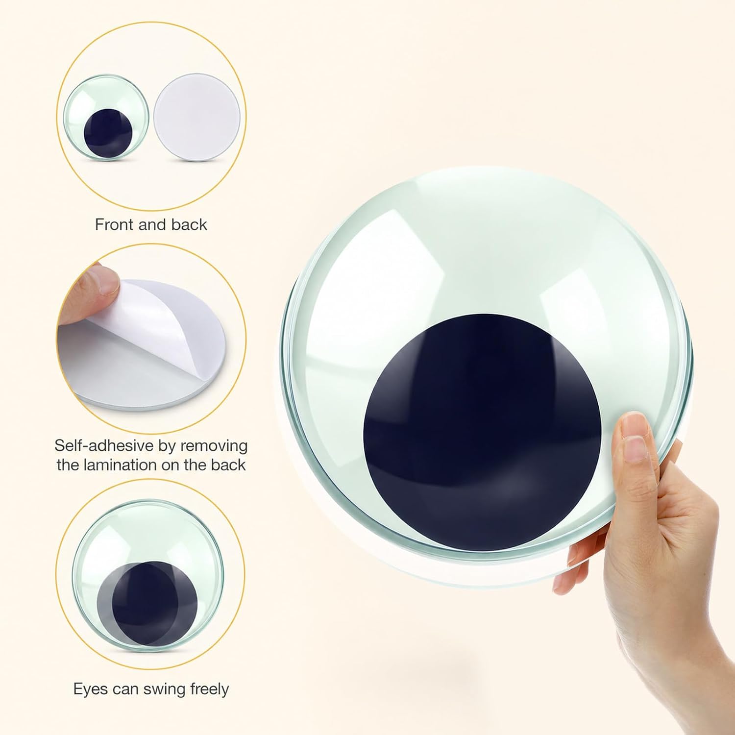 2 Pcs Giant Googly Eyes Self Adhesive Glow in The Dark Large Googly Eyes