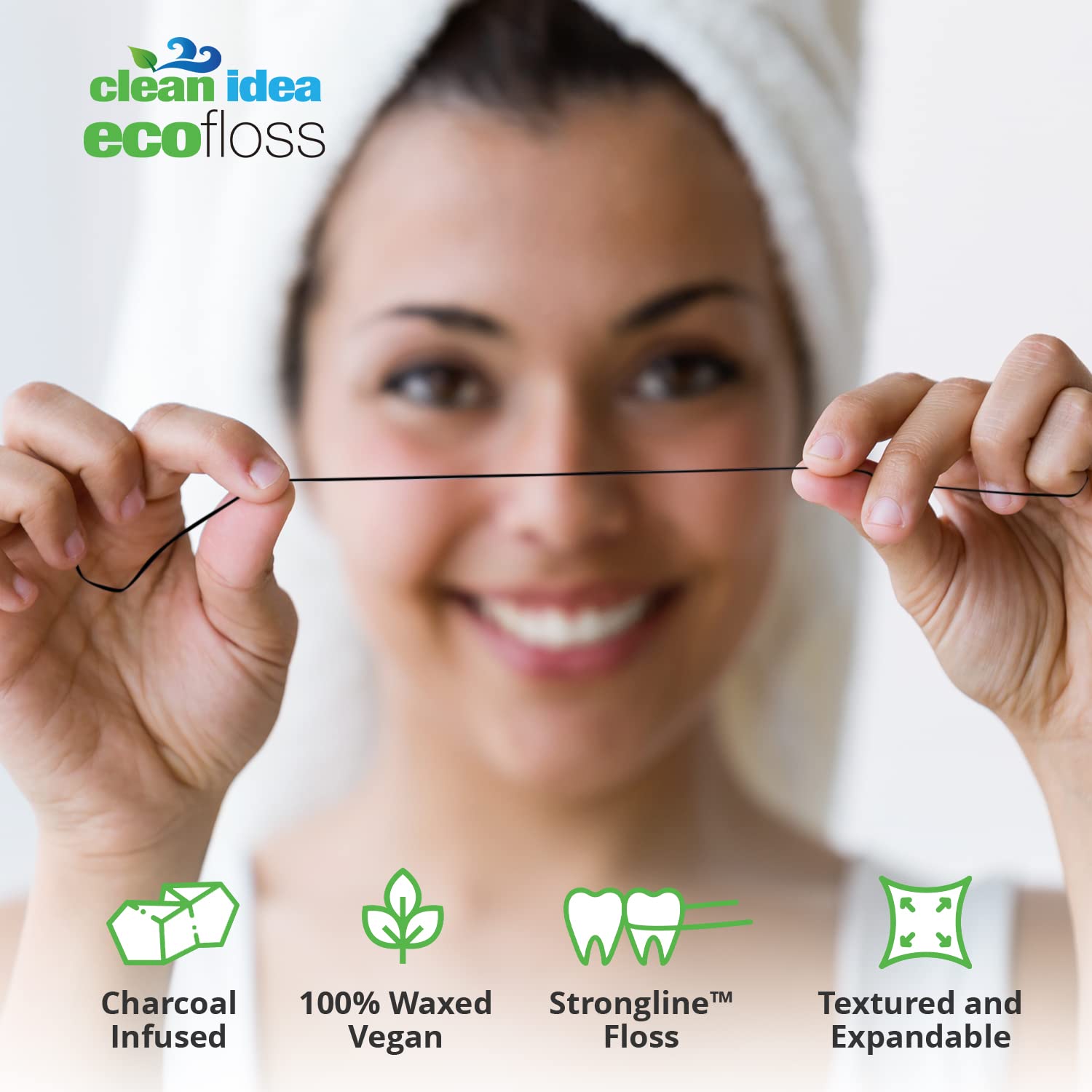 Ecofloss 6 x 25 m de hilo dental - Hilo dental encerado vegano - Hilo natural - Hilo orgánico - Hilo ecológico - Hilo de seda