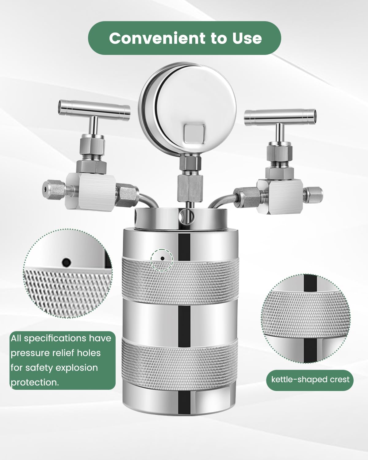 Huanyu 6MPa Autoclave de alta presión 50ml 180℃ Reactor PTFE Liner con manómetro de entrada de gas Salida (50ml)