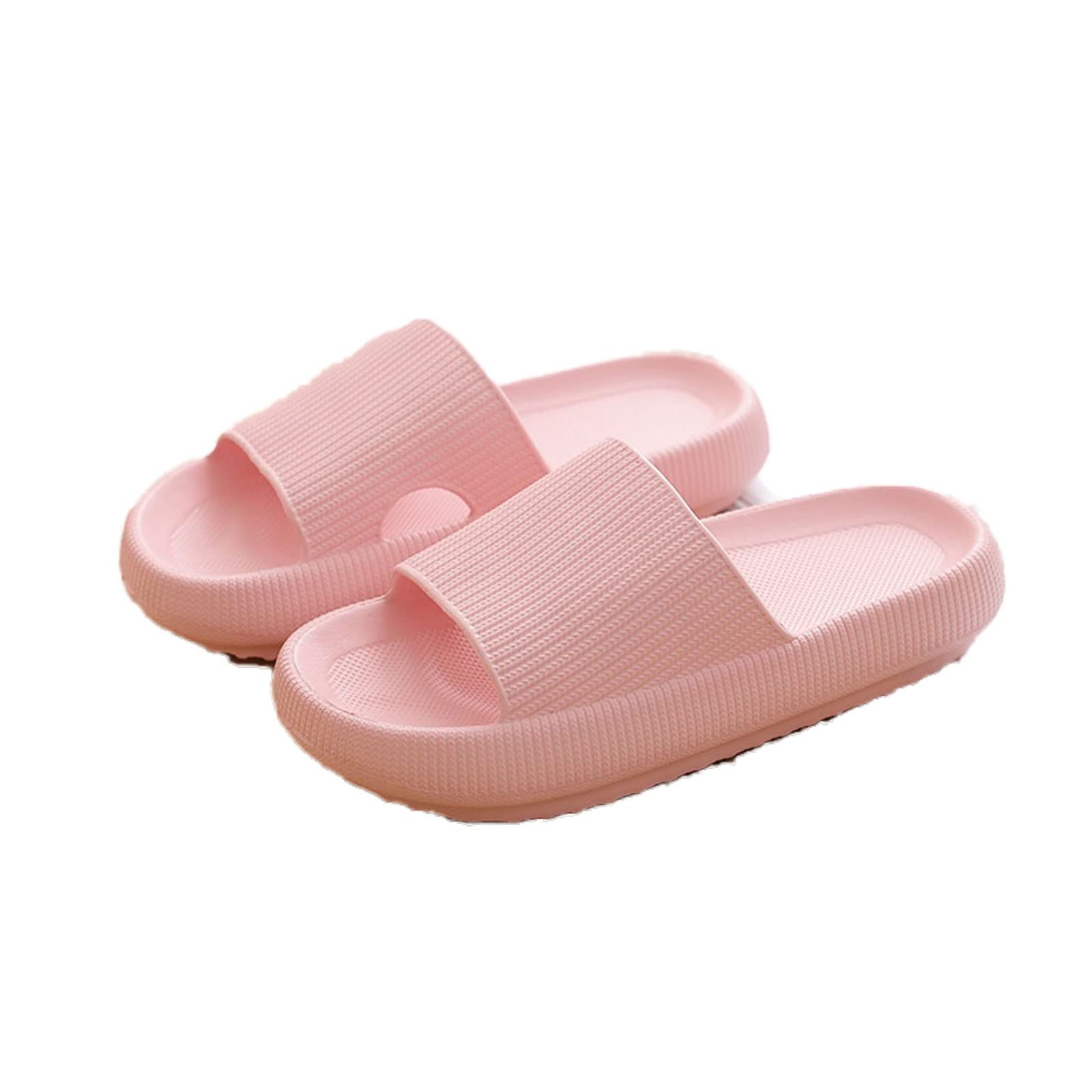 CHDWEY Mens Sliders Household Slippers Thick Platform Shoes Bathroom Non-slip Flat Slides Women Sandals Men Summer Beach Flip Flops Soft Sole(Pink,40-41(fit39-40))
