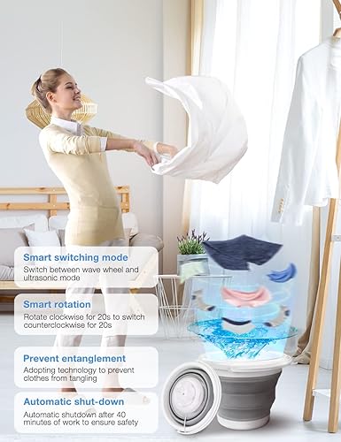 Miniatura 2 de Portable Washing Machine, Mini Washing Machine with Foldable Laundry Bucket,Portable Turbo Washer by for Socks Underwear Bra, Travel Business Trip