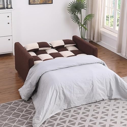 Miniatura 6 de Lonvertible - Sofá cama de dos plazas 3 en 1, cama extraíble con respaldo ajustable, sillón multifuncional con tela de peluche para sala de estar