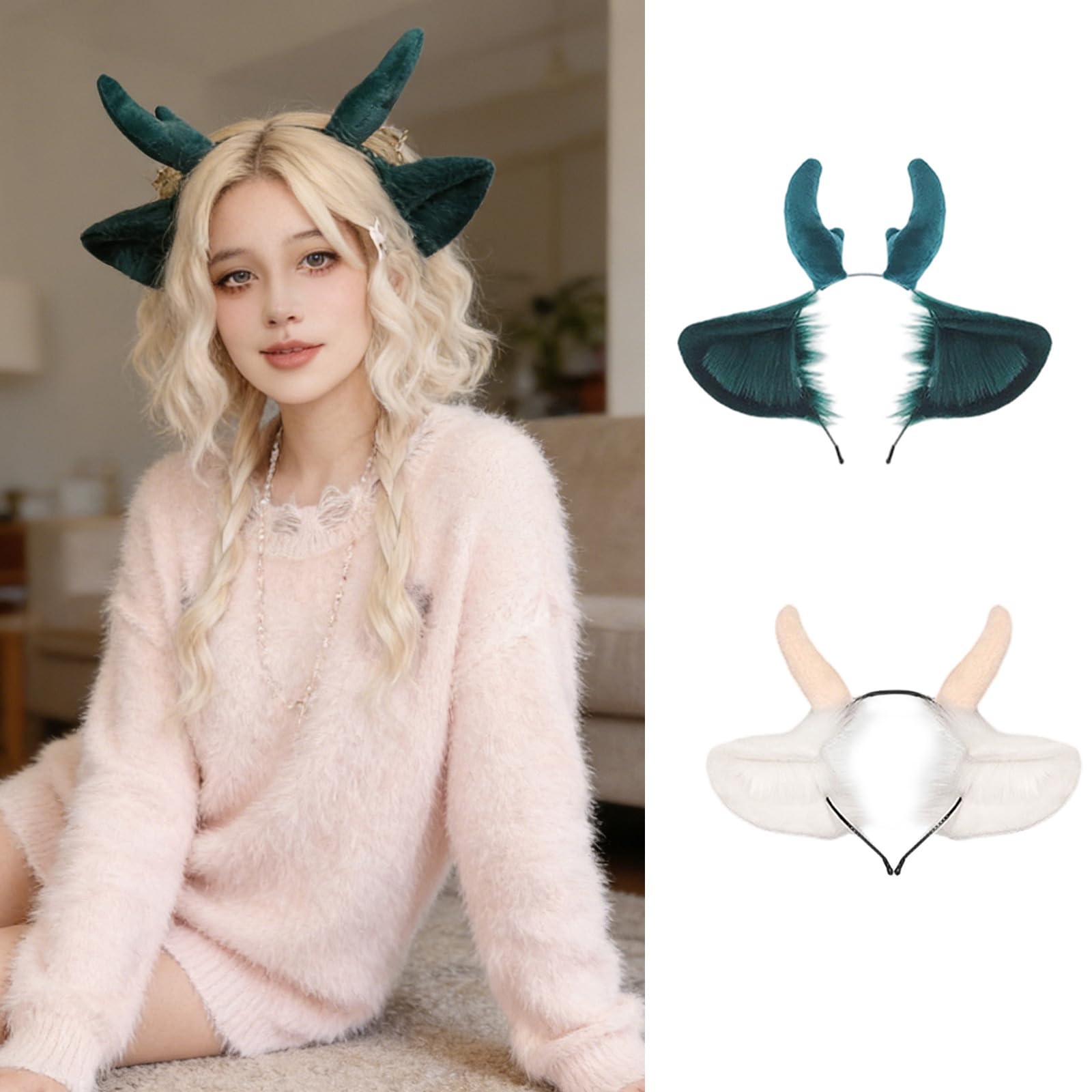 Adorabile corna di drago pelosa con coda, ideale per feste in costume, comoda attrezzatura per cosplay
