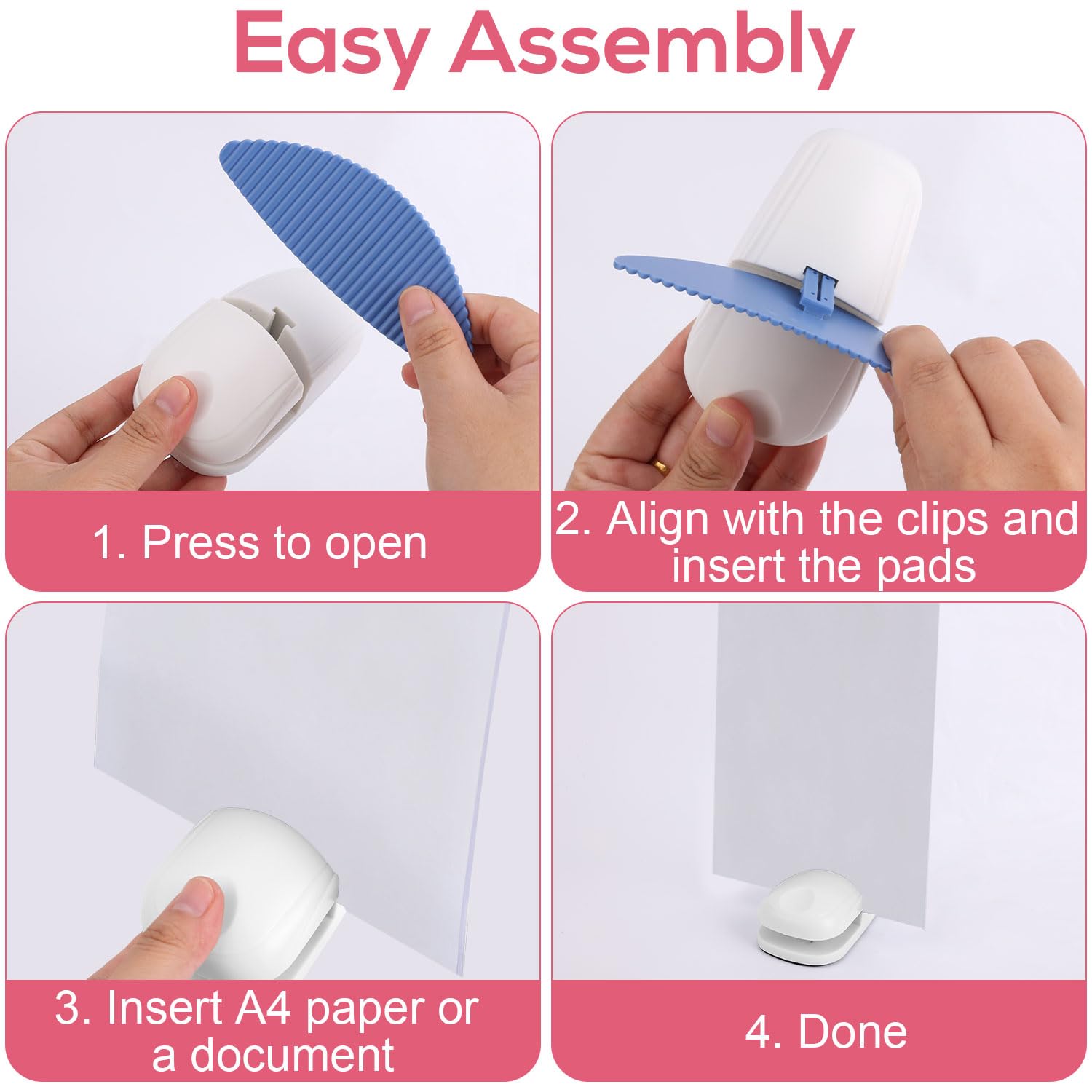 3uds Soporte para Papel de Escritorio, Ideal Escribir a Máquina o para Usar en la Oficina Cuenta con Base Antideslizante y Pinza Documentos de Escritorio Compatible con Papel A4