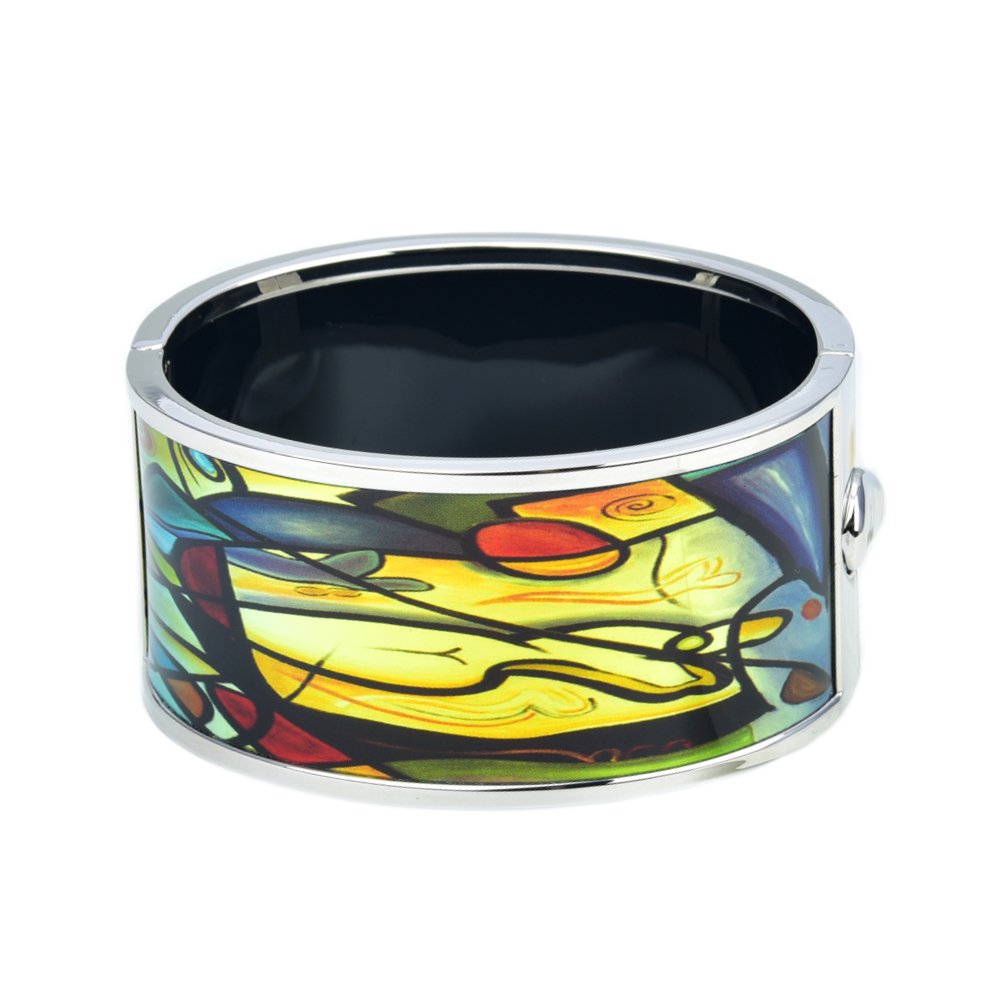 BIJOUX BOBBI Art Noveau Design Hinged Printed Bangle