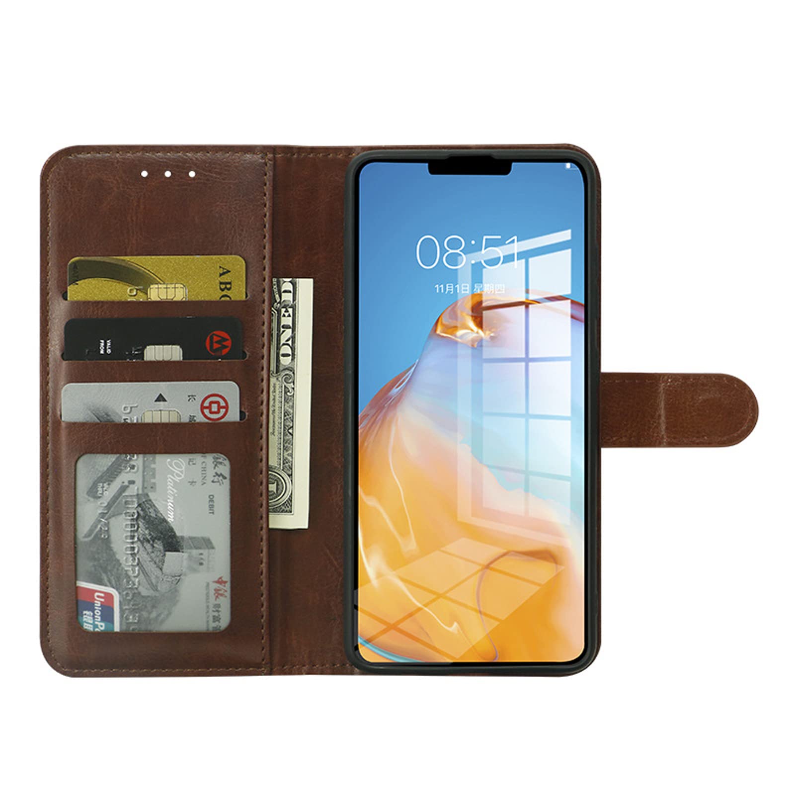 LTL Etui na telefon do iPhone 13 Mini/13/13 Pro/13 Pro Max, odporny na wstrząsy portfel z klapką ze skóry PU etui z uchwytem na karty, podpórka, magnetyczna, czarne, 13 6,1 cala