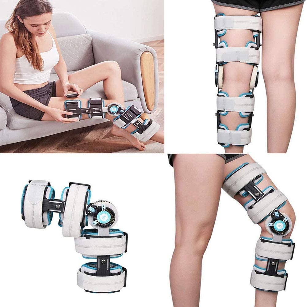 Rodillera con Bisagras ROM Ajustable, Universal con Bisagras Rodillera Telescópica ROM Ortesis De Rodilla Soporte Posoperatorio para Lesiones para ACL, PCL, MCL O LCL