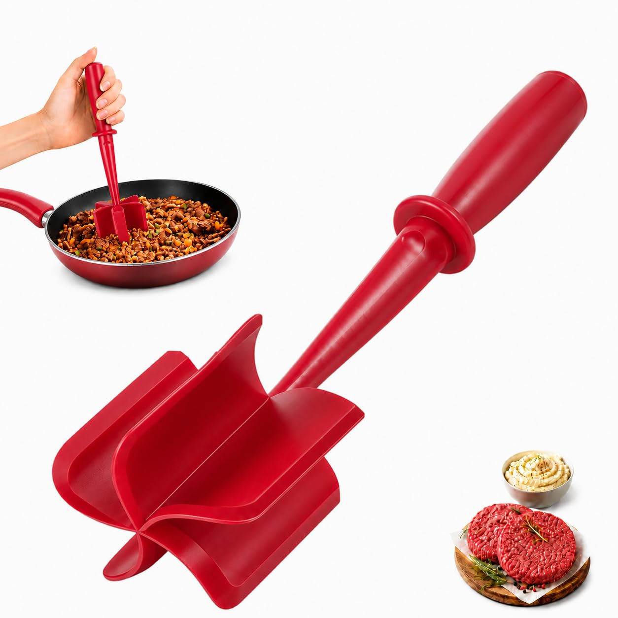 Meat Chopper Meat Masher, Mince Masher for Ground Beef Hamburger Turkey, Heat Resistant Non-Stick Chicken ShredderEasy to Use for Cooking and Kitchen Gadget — image 1