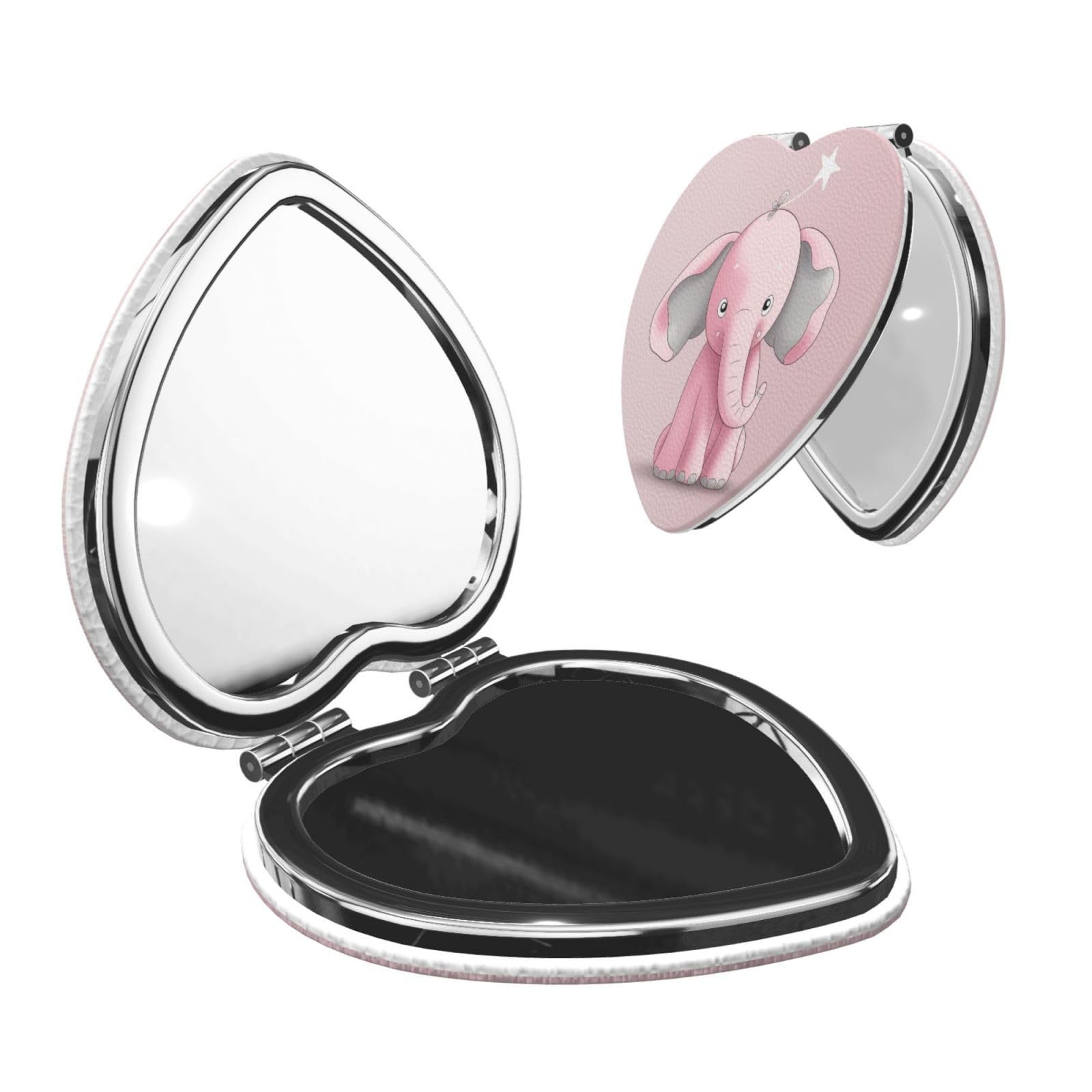 DWVTSLH Small Elephant Compact Mirror for Purse, Double-Sided 2X/1X Magnifying Mirror for Women Men, Travel Makeup Mirror for Handbag, Handheld Vanity Mirror for Gift