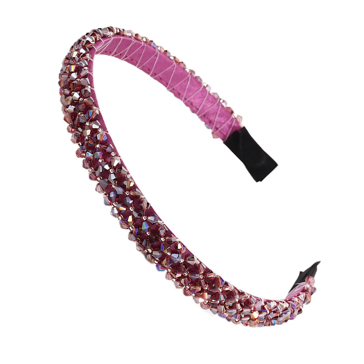 Ruihfas Fashion Sparkle 4 Rows Crystal Rhinestone Headbands Beaded Hair Hoop Band (Purple)
