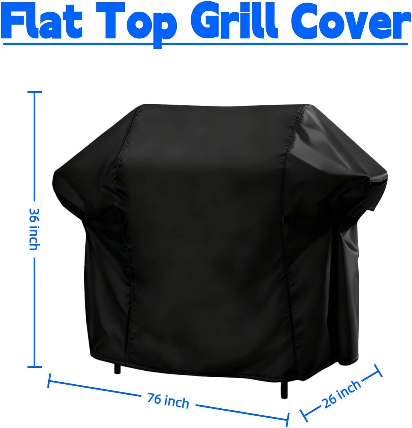 Heavy Duty Waterproof Gas Grill Cover, 76 inch Flat Top Griddle Cover for Weber Char-Broil Nexgrill More,4-6 Burner Grill Cover for Most 75 in Smoker，76"x 26"x36"