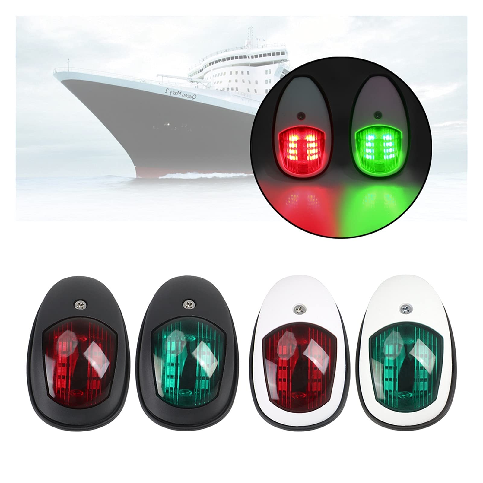 For il furgone del rimorchio camion di yacht della barca marina GUIDATO Lampada avvertimento segnale luce navigazione 0V-30V 2 PC/set Per la navigazione e la pesca(White)