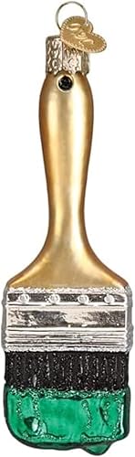 Old World Christmas Brocha de pintura verde adorno soplado de vidrio para árbol de Navidad