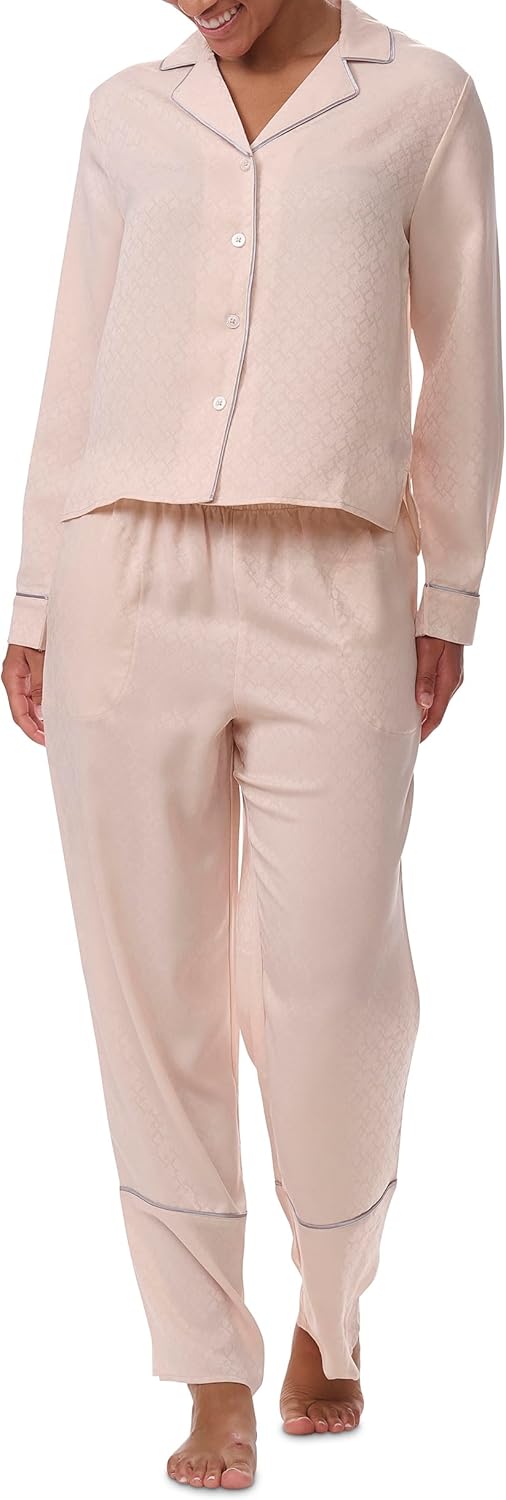 Tommy Hilfiger womens Notch Top & Long Pant 2 Piece Pajama Set - Image 2