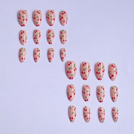 Cute Cherry Nails: Press-on Manicure for Holidays!
