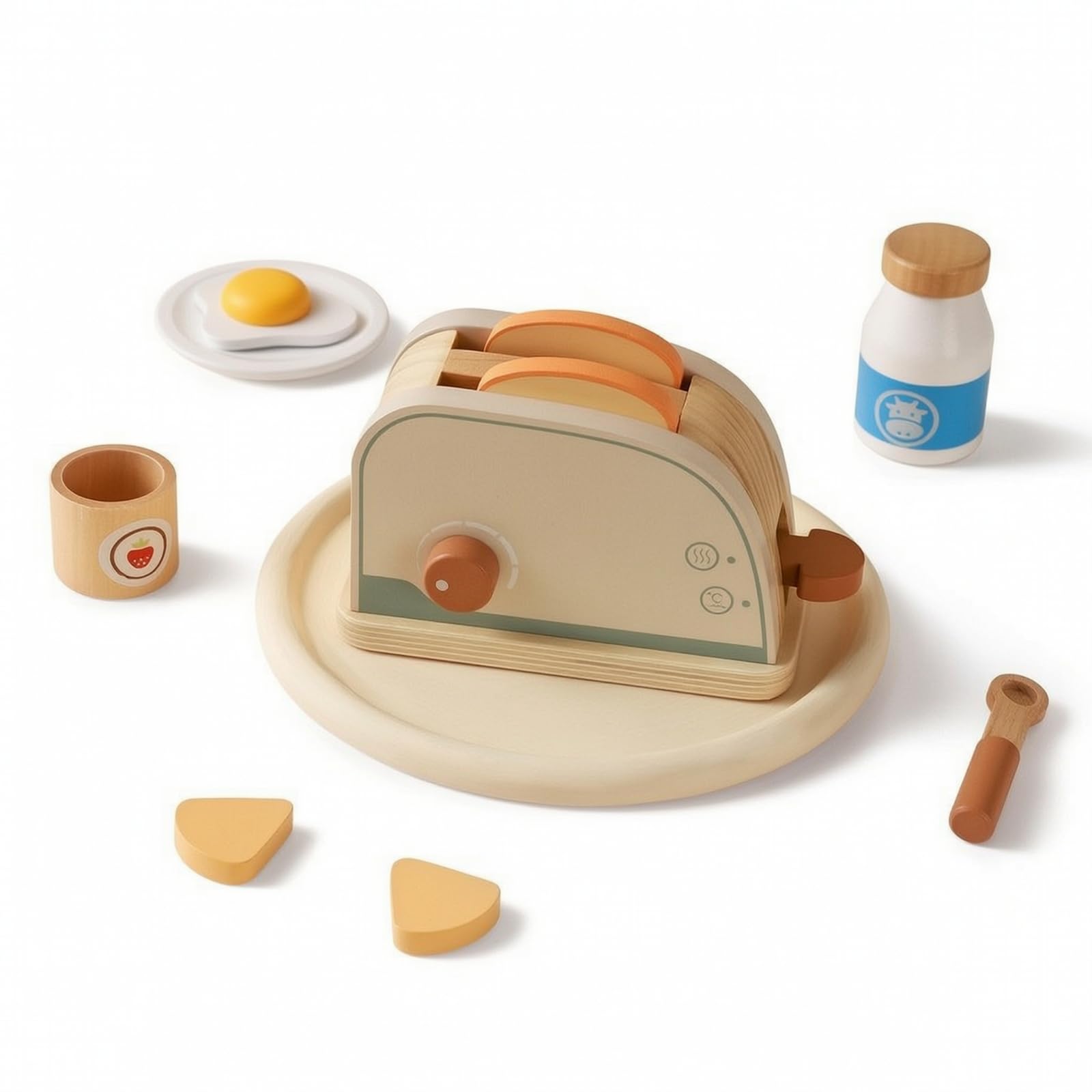 harayaa Cucina Giocattolo da Tavolo Gioco di Ruolo Accessori Pentole Piatti Cibi Finti Sviluppo Abilità Motorie per Gioco Quotidiano Apprendimento Prescolare , Tostapane