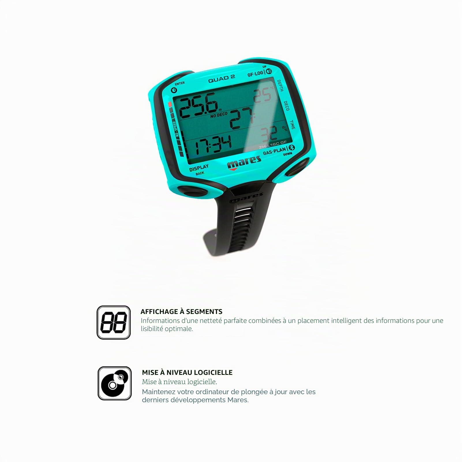 Ordinateur de plongée Mares Quad 2 Aquamarine