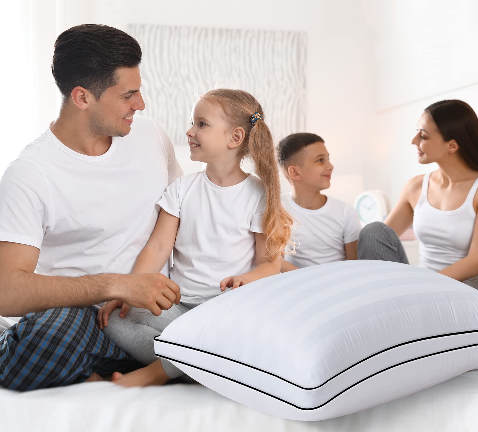 YASMENG Lot De 2 Oreillers 80 X 80 Cm - À Rayures Et Doux