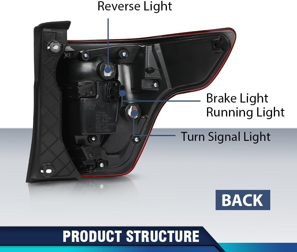 PIT66 Tail Light Taillight Assembly Left Driver Side w/o Wiring Harness Compatible with Ford Explorer 2016-2019 Red & Clear Lens Rear Brake Lamp Luz Trasera