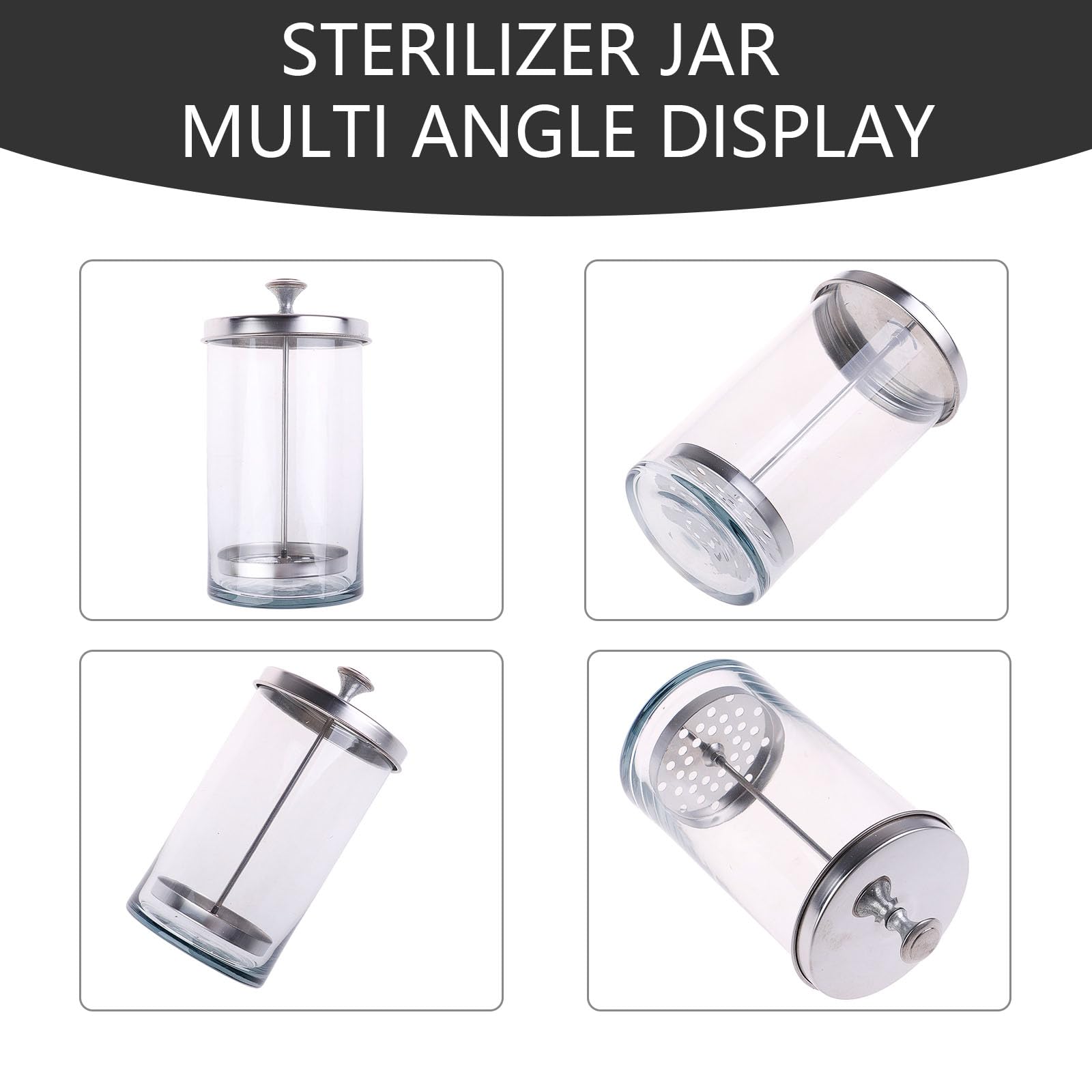 Friseurglas, 600 ml, Glas-Sterilisator, Friseur-Reinigungsglas mit abnehmbarem Korb, Desinfektionsbehälter zum Sterilisieren von Nagelwerkzeugen, Friseurbedarf, Friseursalon (600 ml)