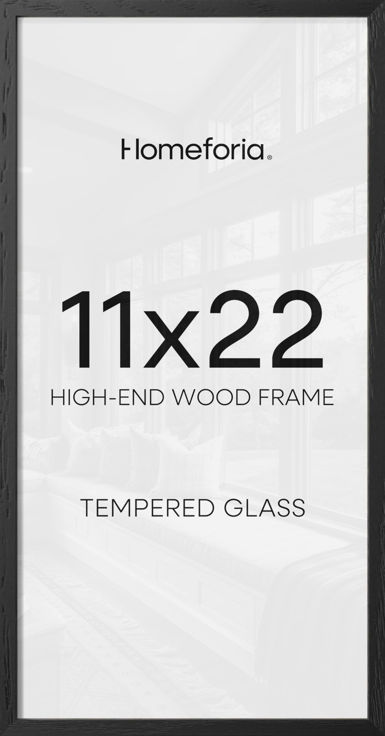 Homeforia 11x22 Black Oak Newspaper Picture Frame, High-End Wood, Glass | High End Solid Oak Wood, Tempered Glass, 11x22 Edge-to-Edge Display 22x11, Wall Kit, Set Of 1