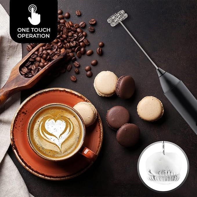 Image of Coffee Frother Electric Rechargeable Coffee Maker Machine for Home Electric Coffee Frother Machine & Milk Whisker with Dual Spring Tech