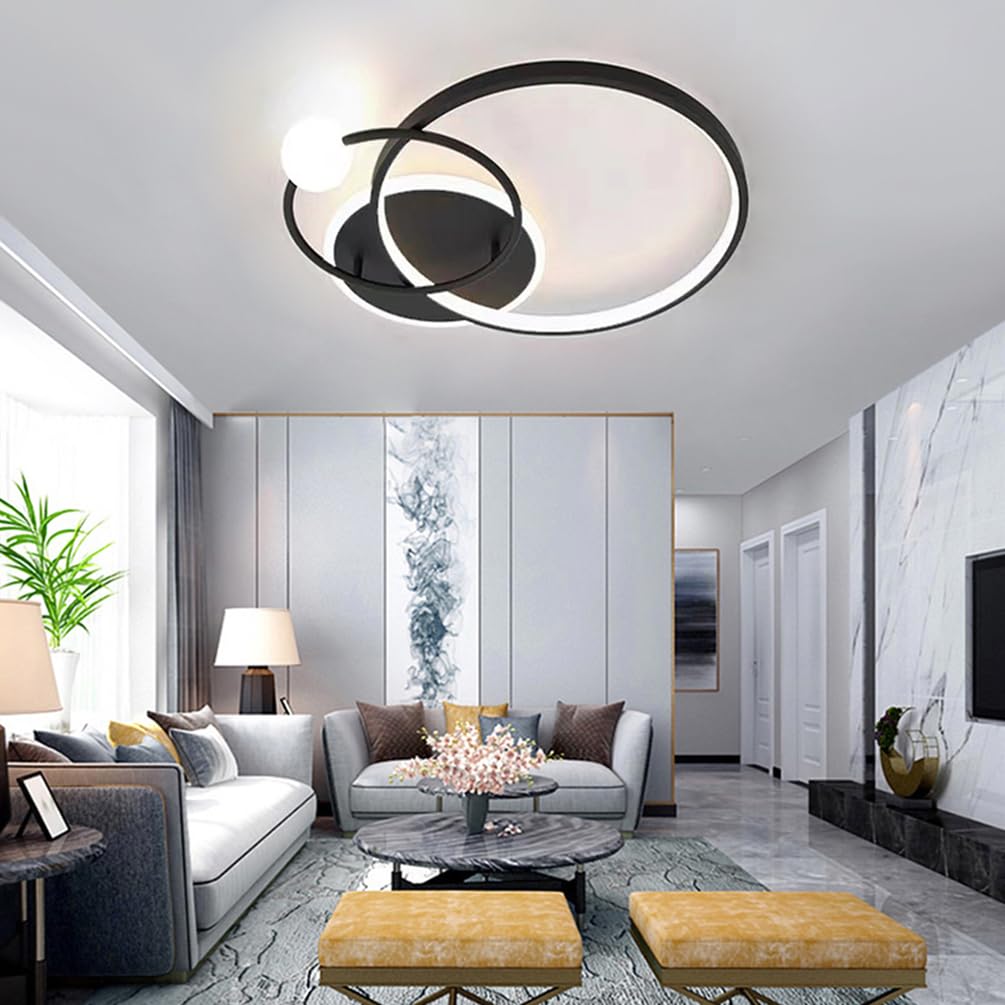 Led-plafondlamp, slaapkamer, woonkamer, dimbaar, decoratief, hanglamp, modern ringdesign, gouden plafondlamp, woonkamerlamp met afstandsbediening, eettafel, eetkamer, keuken, hanglamp