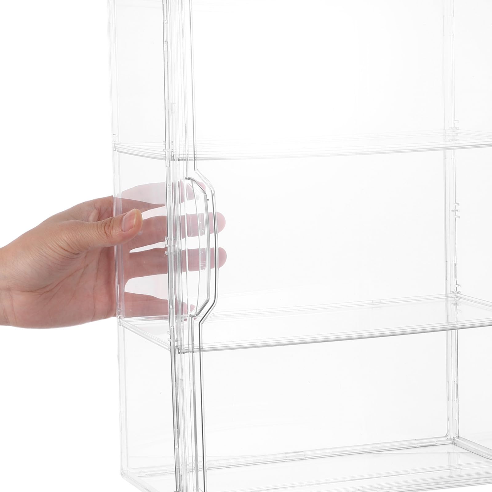 CLISPEED Vitrina Acrílica Transparente Puerta Magnética para Figuras de Acción y Modelos de Coches, Caja de Exhibición Apilable Elegante para Decoración de Escritorio y Hogar