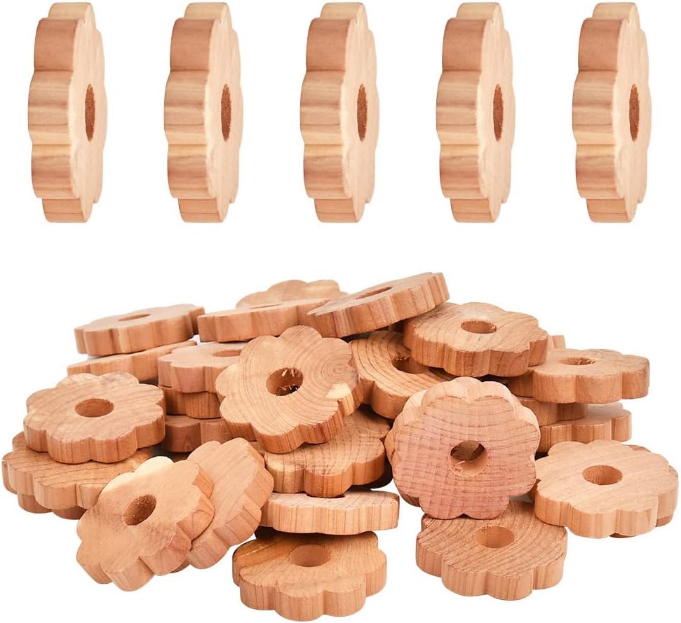 FOROREH 36 Pcs Cedar Wood Moth Repellent,Cedar Wood Against Clothes