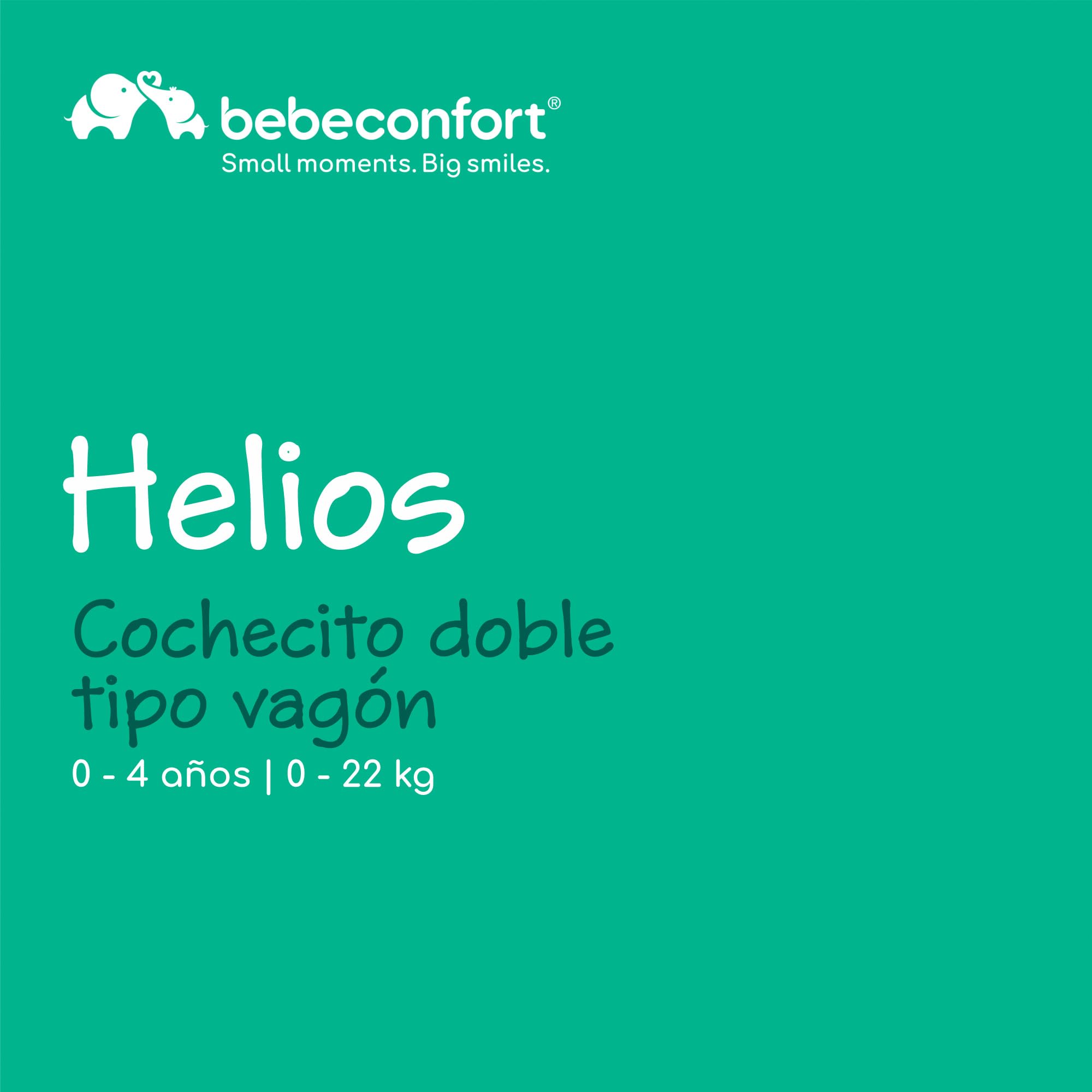 Bebeconfort Helios, Cochecito Gemelar Bebé desde el Nacimiento, 0-4 Años, 0-22 kg, 2 Asientos Enfrentados, Grandes Ruedas Todoterreno, Plegado Compacto, Carro Bebé, Capota Protectora, Mineral Graphite