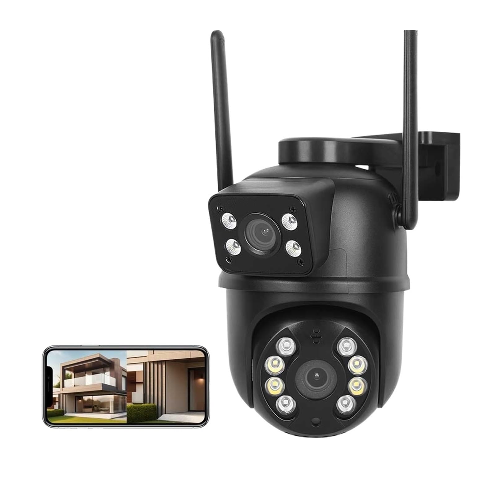 JVDDI 2MP PTZ Wifi Camera With Dual Lens Dual Screens AI Human Detection Wireless Outdoor CCTV Security IP Camera(ADD 32G)