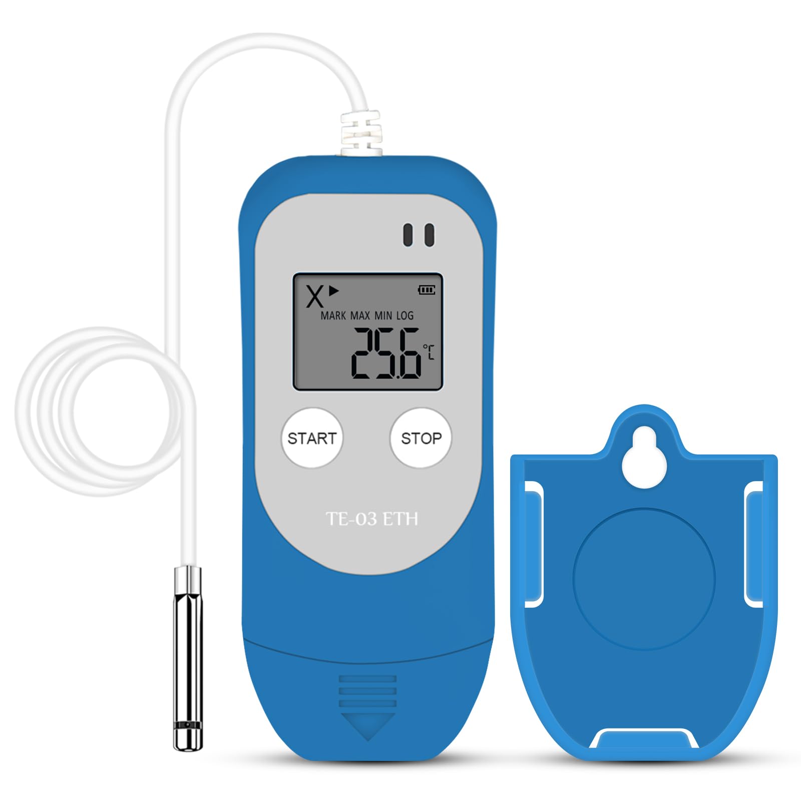 ThermElc TE-03 ETH temperatura umidità Logger sonda digitale ad alta precisione, precisione fino a ±0,3 °C, rapporto automatico PDF CVS, luce di avvertimento LED, ideale per la conservazione