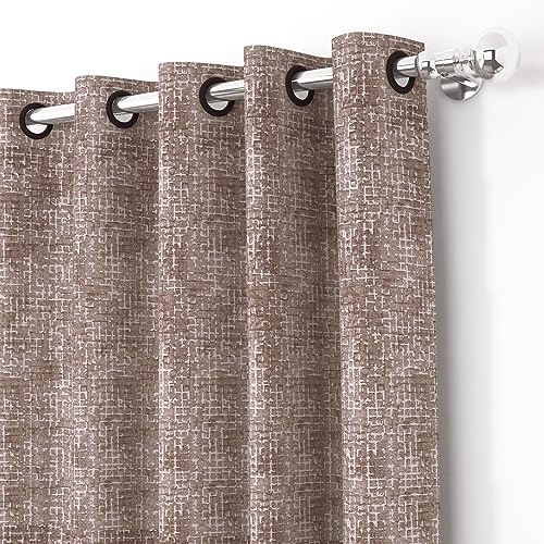 Image of Curtain Door - Raga Semi Transparent Curtains 7 Feet Door Curtains for Home and Kitichen |Texture| Mudy Brown | Polyester, Pack of 2