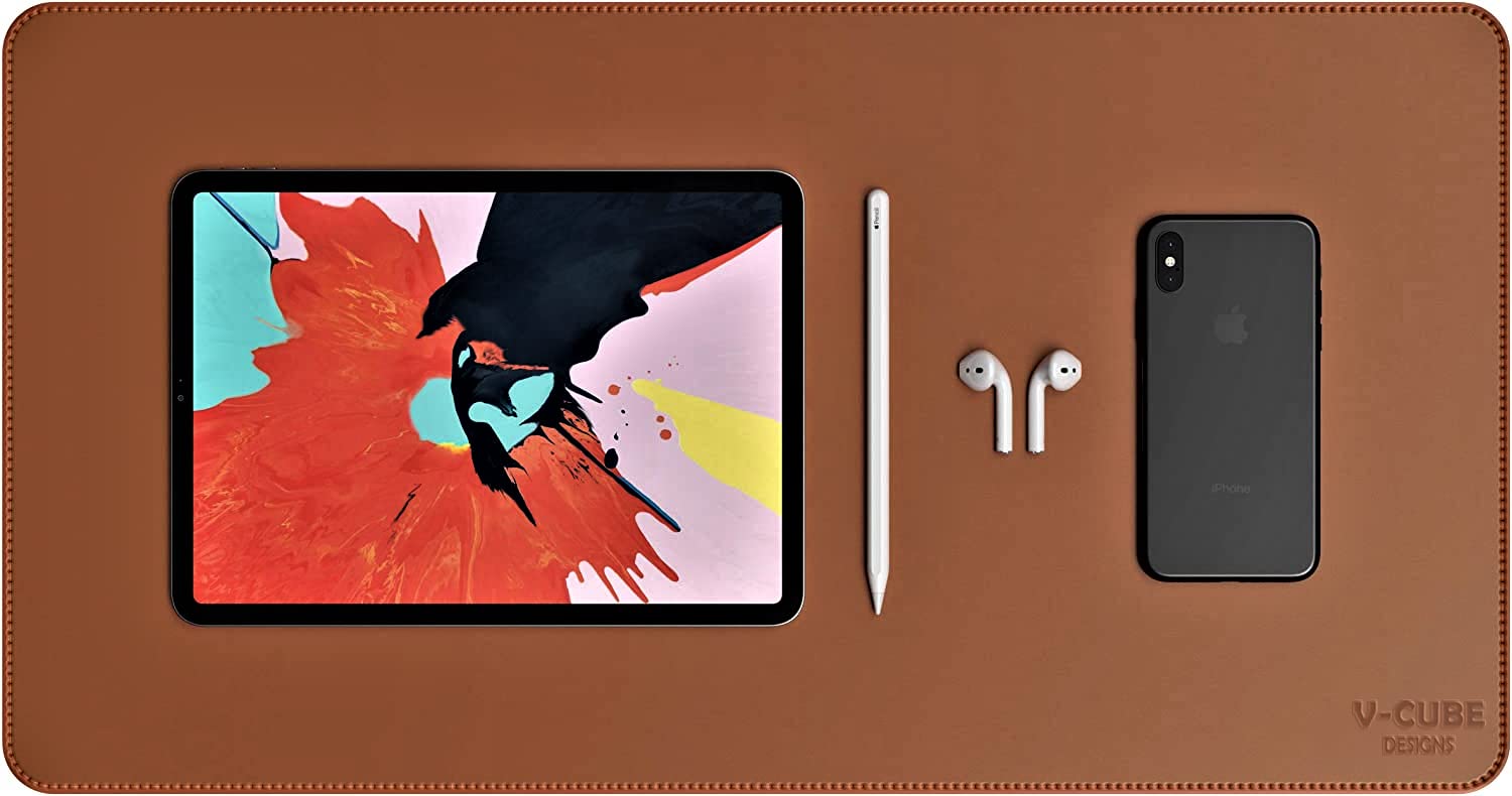 V-CUBE DESIGNSOffice Desk Pads And Blotters, Mouse Pad, Desk Accessories, Large Tan