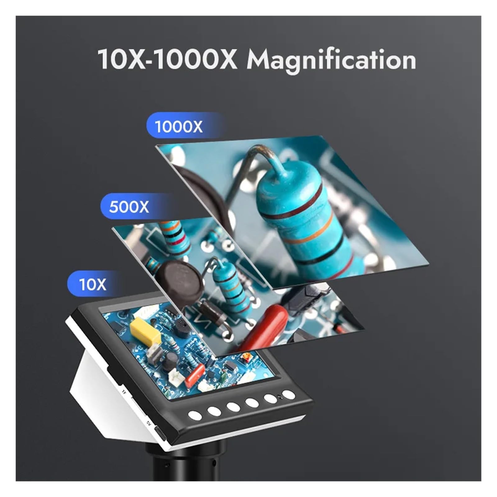 Digital Microscope 1000X Coin Microscope 1080P Video Microscope for Adult Soldering With 8 LEDs(DM7-Z01C)