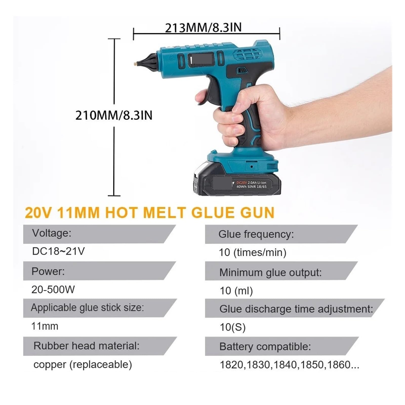 Pistolet do klejenia na gorąco, Bezprzewodowy Pistolet Do Gorącego Silikonu O Mocy 500 W I Elektryczny Klej(No Battery)