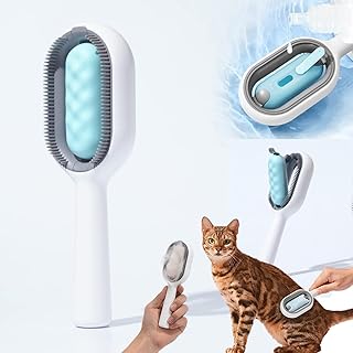 Cat and Dog Brush for Shedding, Pet Grooming Self Cleaning Slicker Brush for Cats & Dogs,Comb for Grooming Long Haired & Short Haired Dogs, Cats, Rabbits & More,with Unique Water Tank Design (blue)