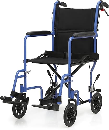 Miniatura 11 de Magshion Silla de ruedas de transporte plegable para adultos de 250 libras, silla de transporte ligera para personas mayores, silla de ruedas