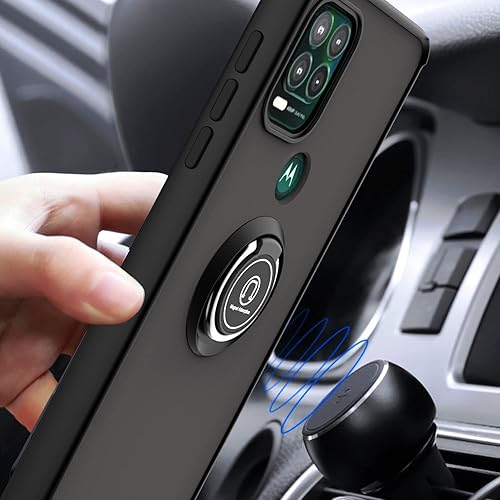 Miniatura 3 de TJS Funda compatible con Motorola Moto G Stylus 5G 2021, con protector de pantalla de vidrio templado, anillo de metal, soporte magnético, soporte