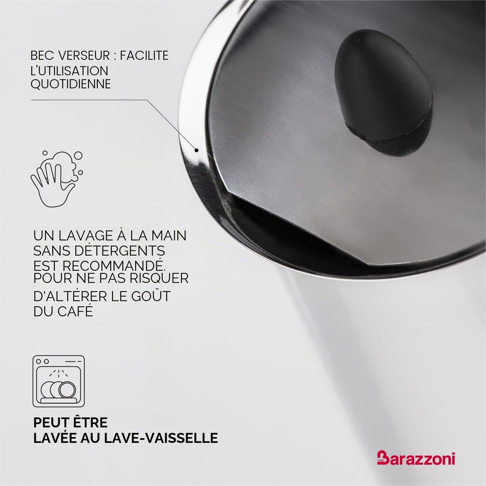 Barazzoni Cafetiére Inox 2 Tz, Adaptée aux étages à induction