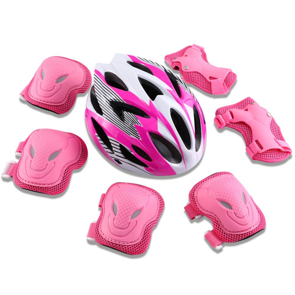 Juego Protectores para Niños, Juego Rodilleras, Equipo Protección, Casco, Muñequeras para Niños, Patín En Línea.,Pnk,S