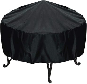 Yeeda fire pit cover large, firepit covers waterproof,Round,Anti-UV,Heavy Duty Rip Proof Oxford Fabric Firepit Cover, Round Fire Pit Covers-Black