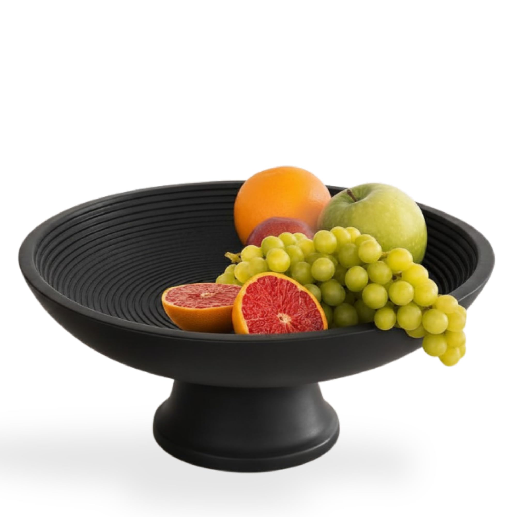 Folkulture Premium Black Fruit Bowl Mango Wood Round Shape (12"x12"x5")