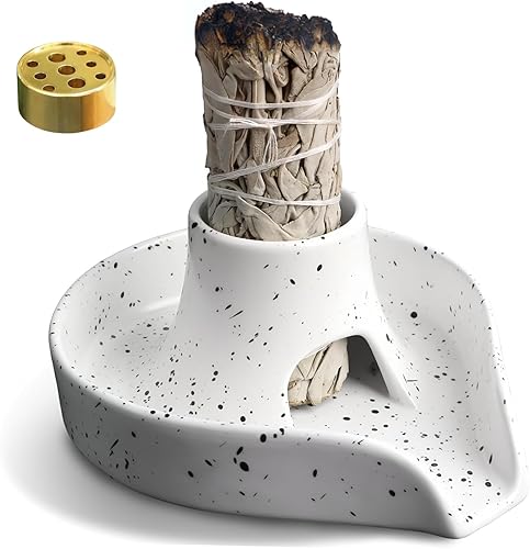 Soporte para incienso de salvia, fácil de limpiar, 3 en 1, cuenco para manchas de salvia blanca, cuenco de cerámica para quemar salvia blancapalo de