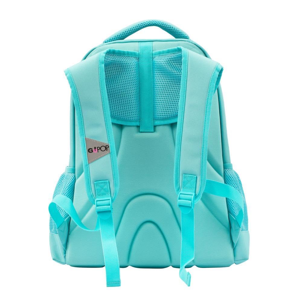 Go Pop - Zaino Modello Turtle Bloom, 3 Scomparti,Tasche Interne E Laterali Porta Borraccia, Schienale E Spallacci Imbottiti, Con Fascia Personalizzata E Pop Up, Lt 24, Dim 32x44x19,Scuola Elementare