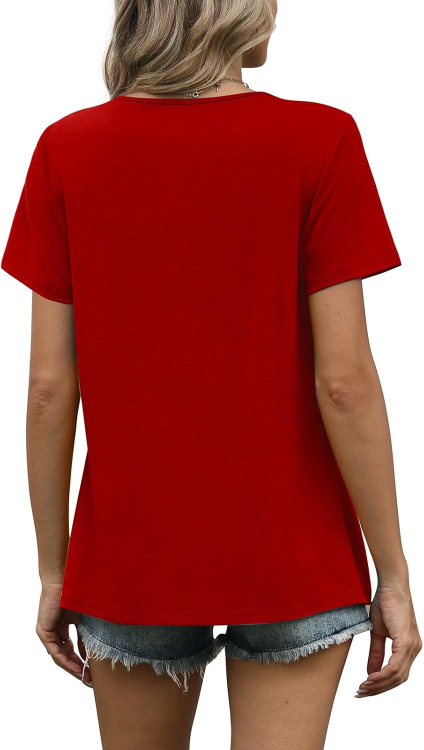 WIHOLL Women T Shirts Pleated Short Sleeve Tops Business Casual Dressy Blouses - Image 5