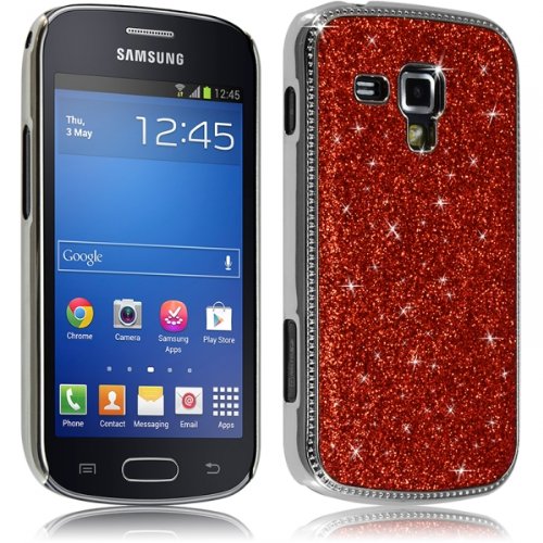 Seluxion – Housse Etui Coque Rigide pour Samsung Galaxy Trend Style Paillette Couleur Rouge