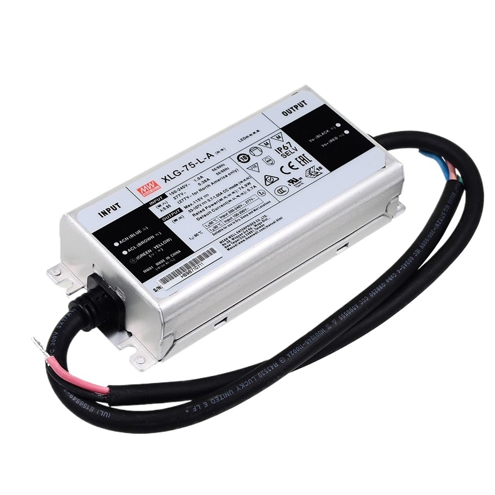 FCARUMIQP XLG-75-L-A 75W 53-107V 700mA Constant Power Mode LED Driver Supply Adjustable