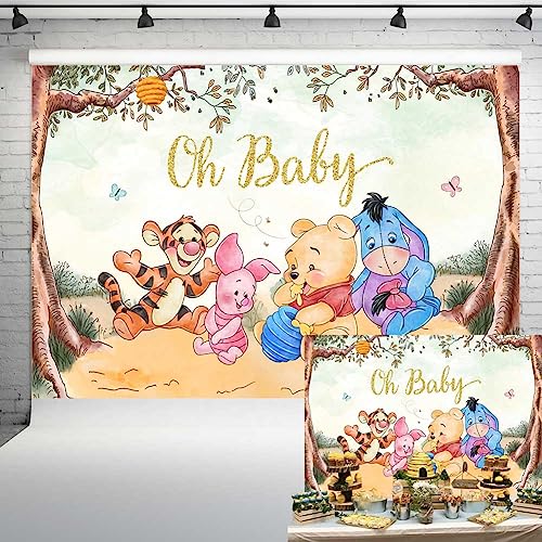 Oh Baby Pooh Backdrop Vintage Pooh Bear Baby Shower Background Classic Friends Party Decorations Newborn Birthday Background 7x5 ft 174