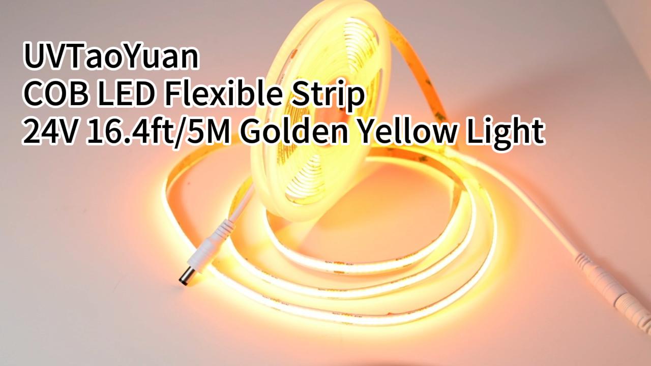 Image of LED Strip Lights 24V COB Gold Yellow Lighting16.4ft (No Power Supply) | Super Bright, Dotless High Density 14W /m, 8mm Width Cuttable Flexible, Home DIY Commercial Decoration